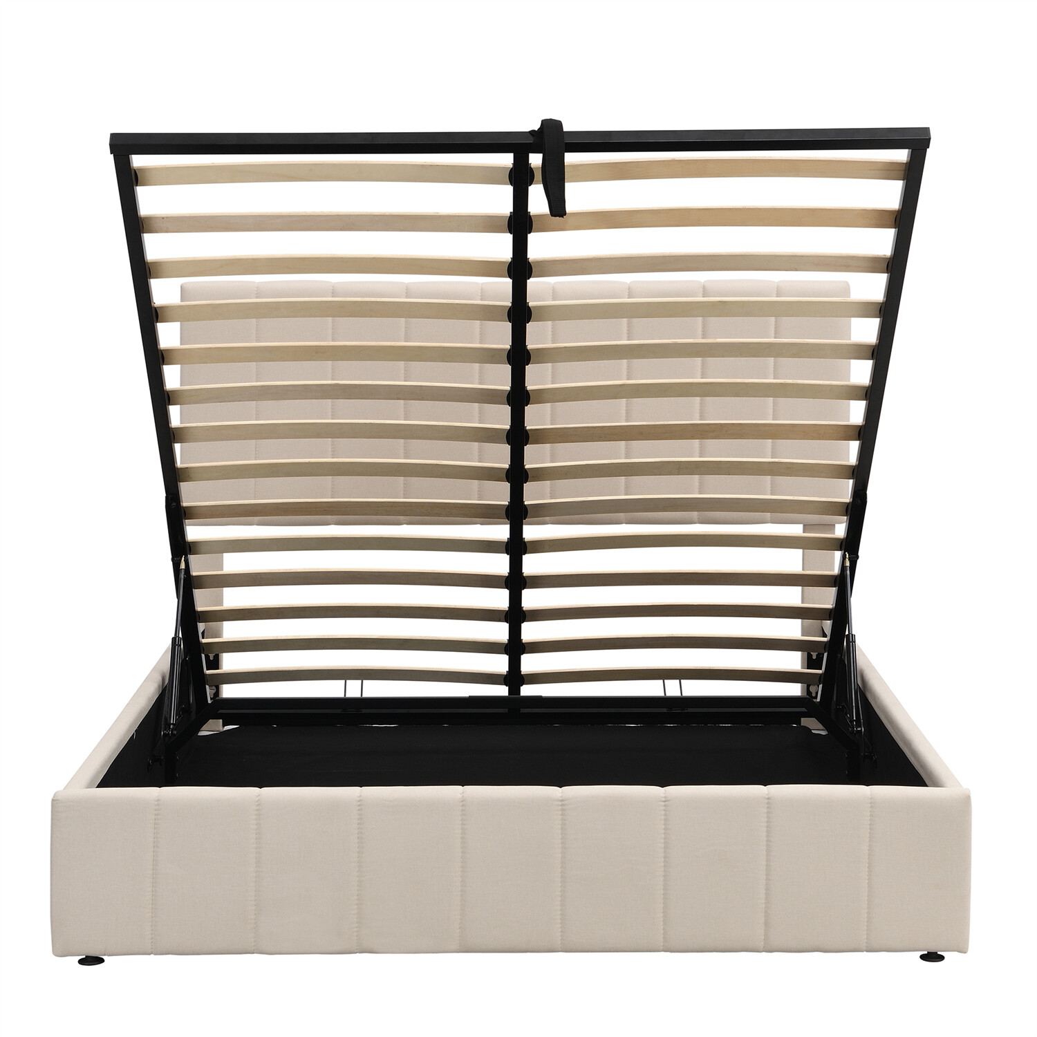 Queen Size Bed Frame Upholstered Platform Bed w/ Hydraulic Storage System