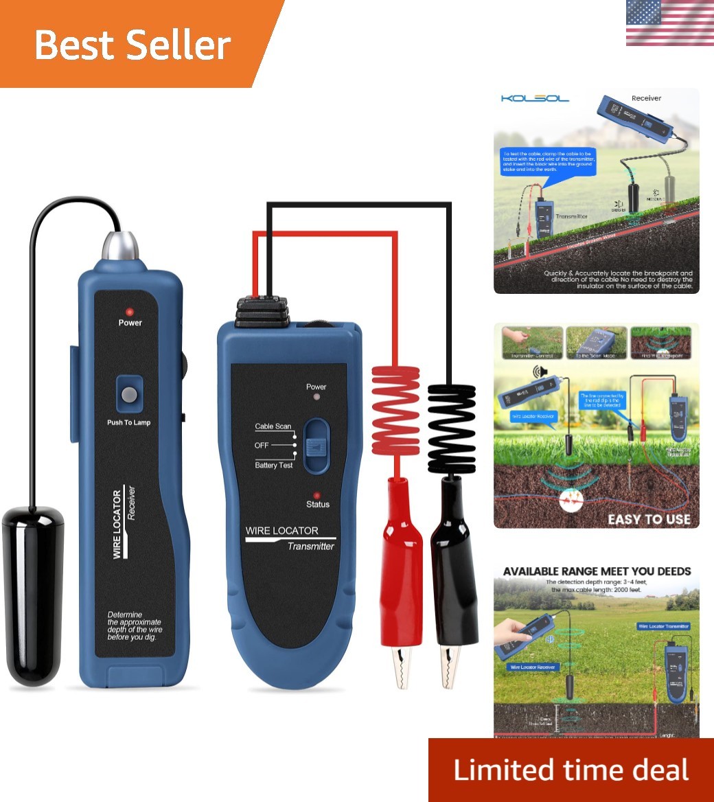 Advanced F02 Pro Wire Locator & Tester - Measures Wires, 3ft Depth, 1640ft Range