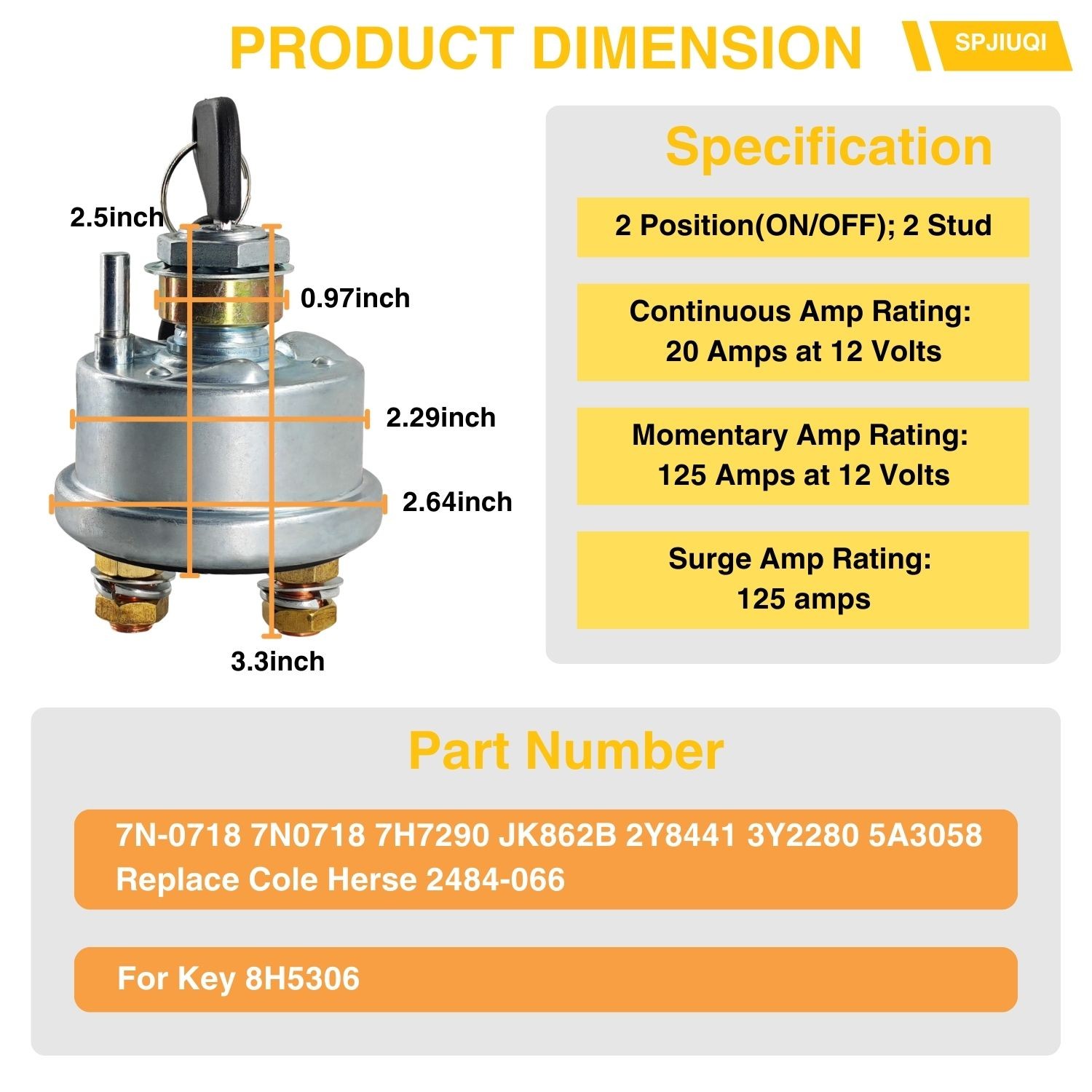 Master Battery Disconnect Switch for Caterpillar CAT Engines 3412 3456 3512 3516