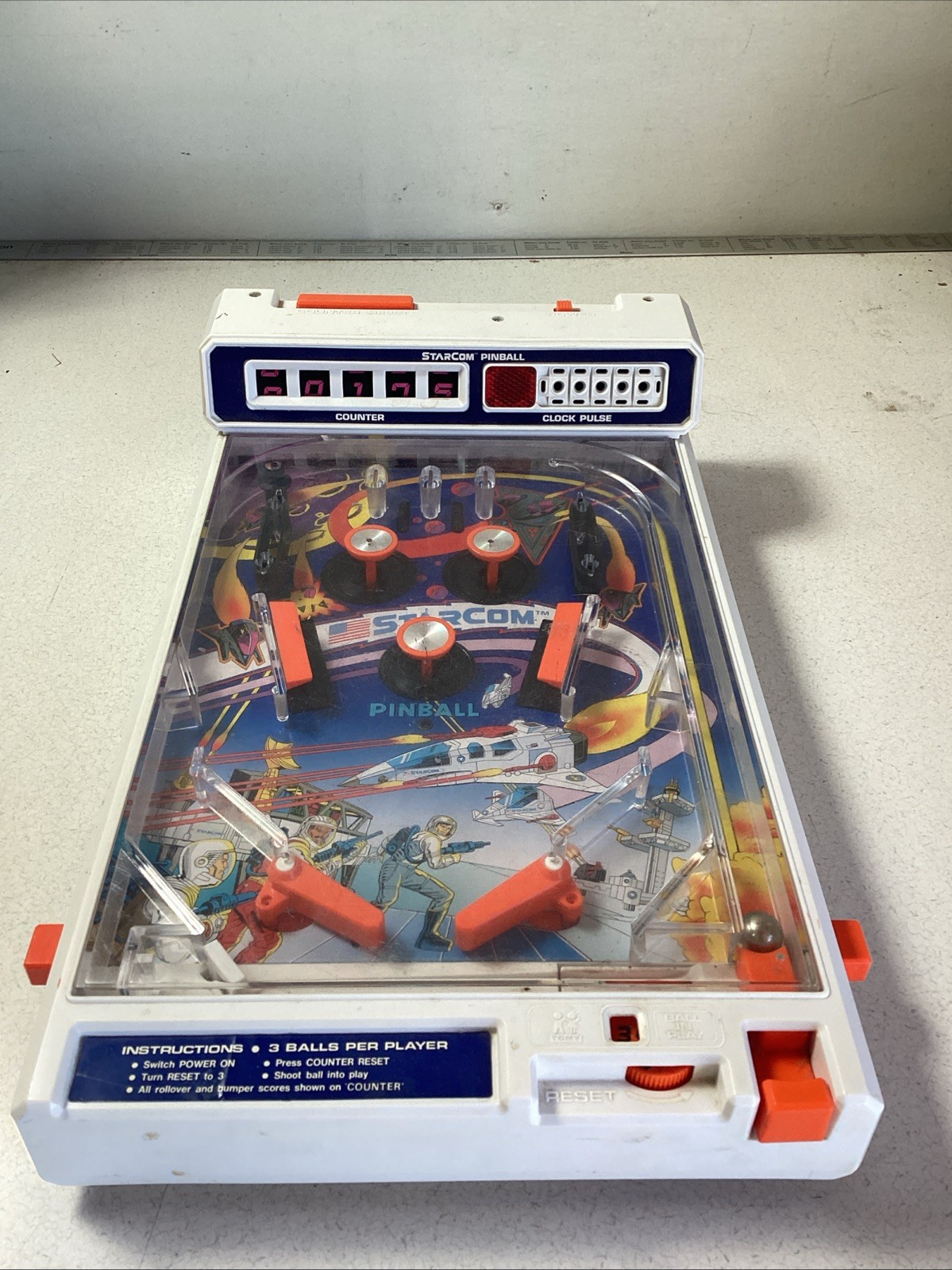Starcom Pinball Electronic Table Top Toy Arcade Vtg. 1979 Tomy Japan Untested