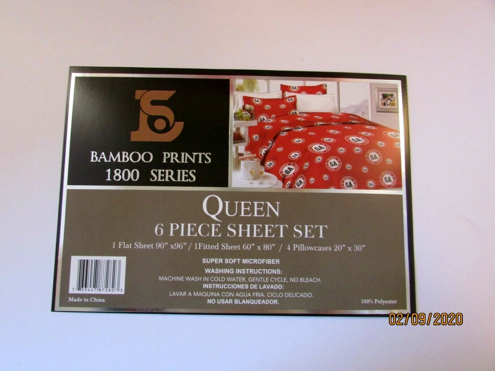 6 Piece Georgia RED WHITE "Queen" Sheet Set Microfiber NEW Unopened