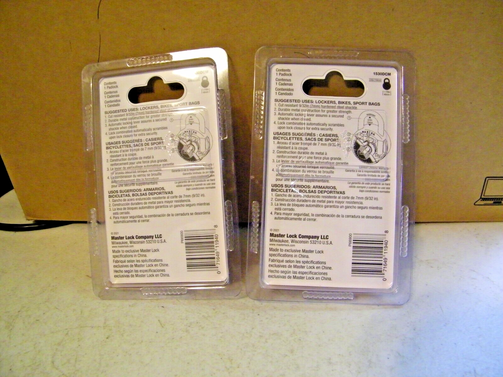 2 Master Lock Combination Padlocks Anti Shim Blue 1530DCM - NEW
