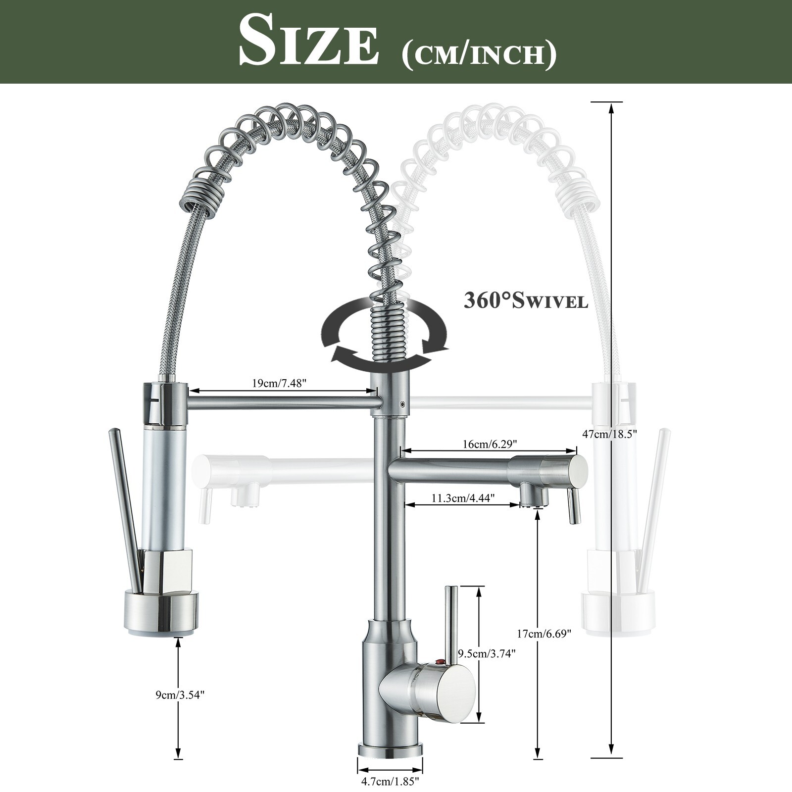 Brushed Nickel Kitchen Faucet with Sprayer Single Handle Pull Down Sink Mixer