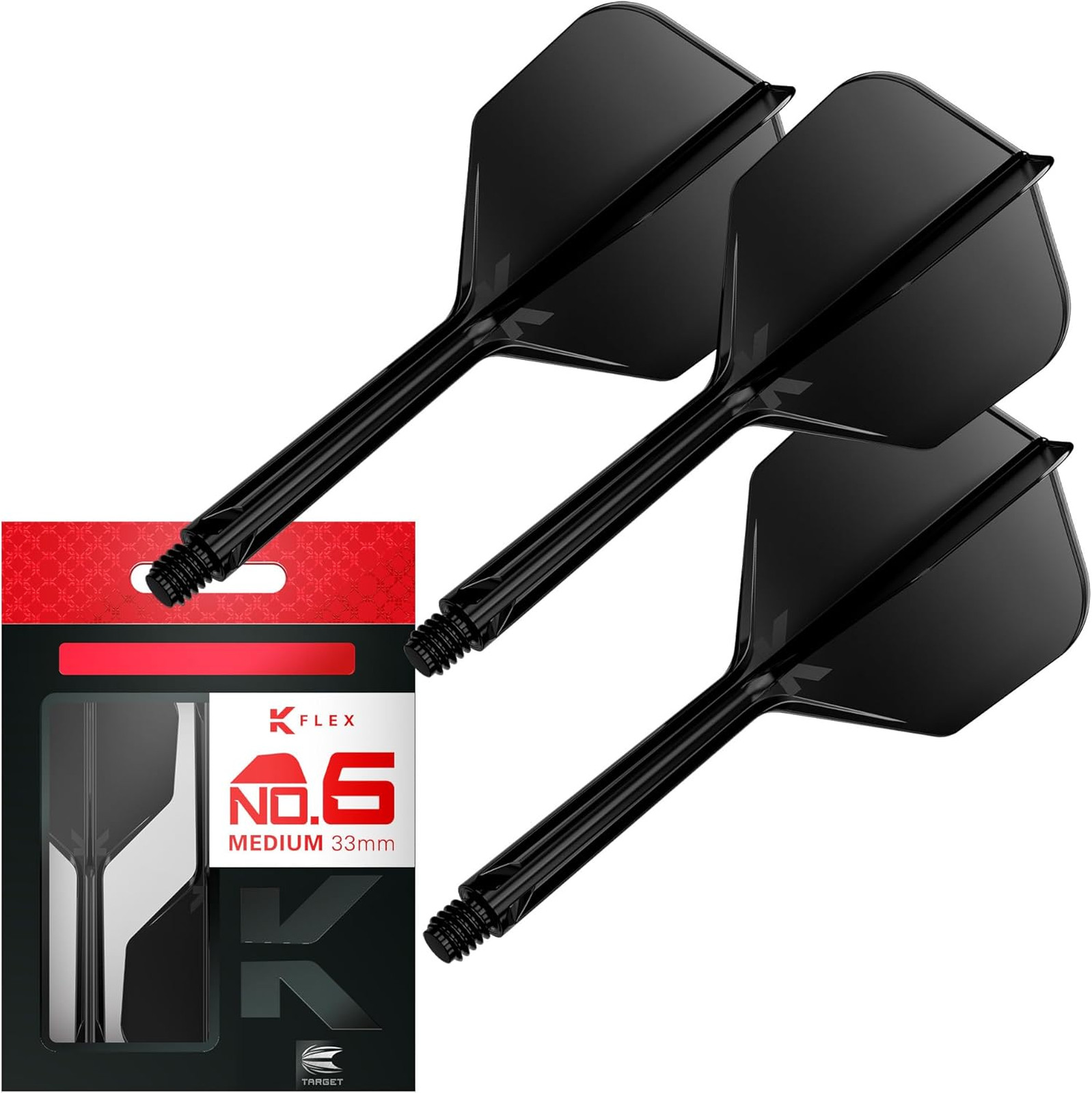 Dart Flights and Shaft Set 3 Pack K Flex No 6 Integrated Precision Molded Black