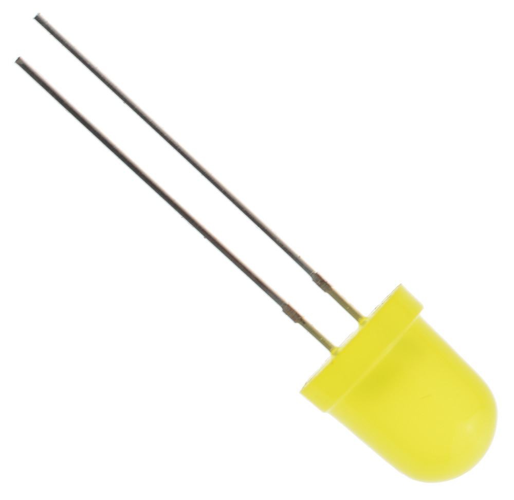 100 x Yellow 8mm LED Diffused 500mcd 40°