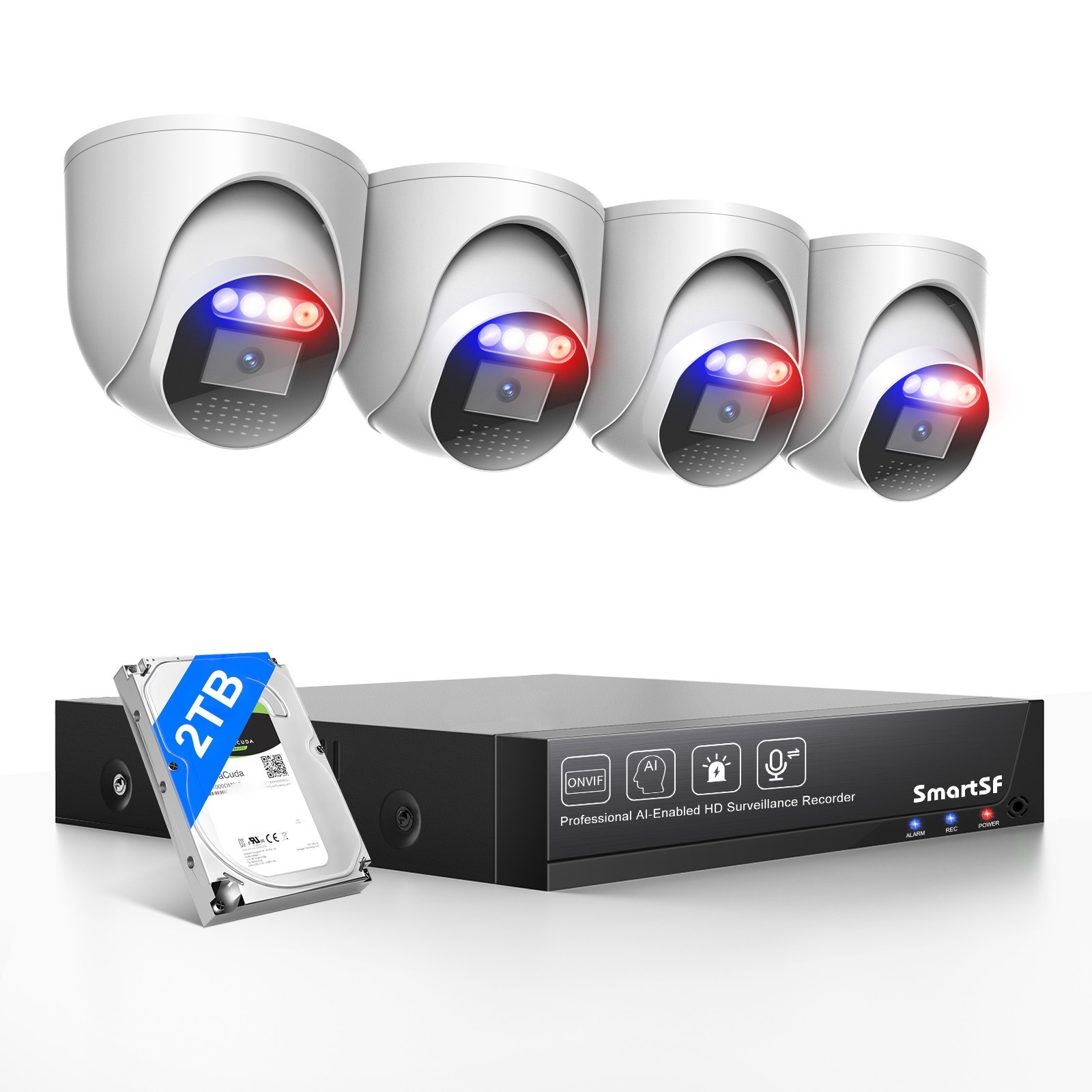 5MP POE Security Camera System Wired Camera for Home Security AI Human/Vehicle
