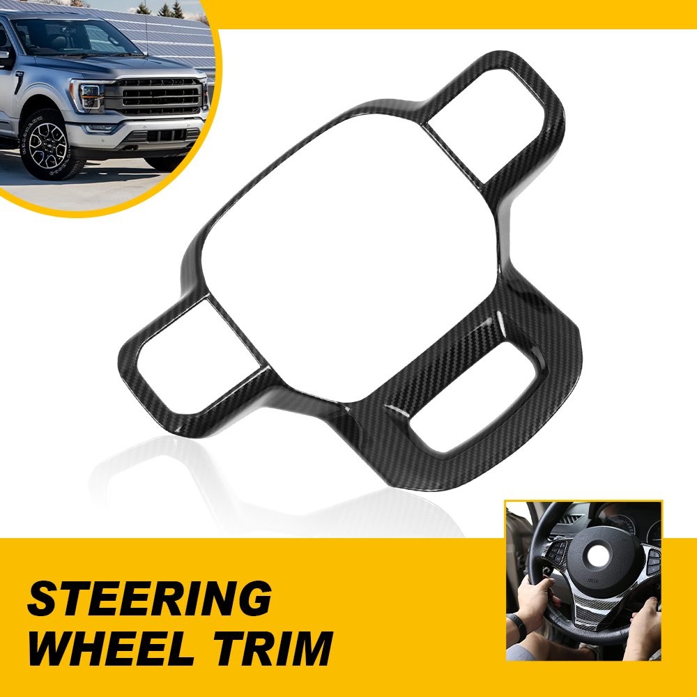 Carbon Fiber Steering Wheel Cover Trim For Ford F150 F-150 2021-2025 Accessories