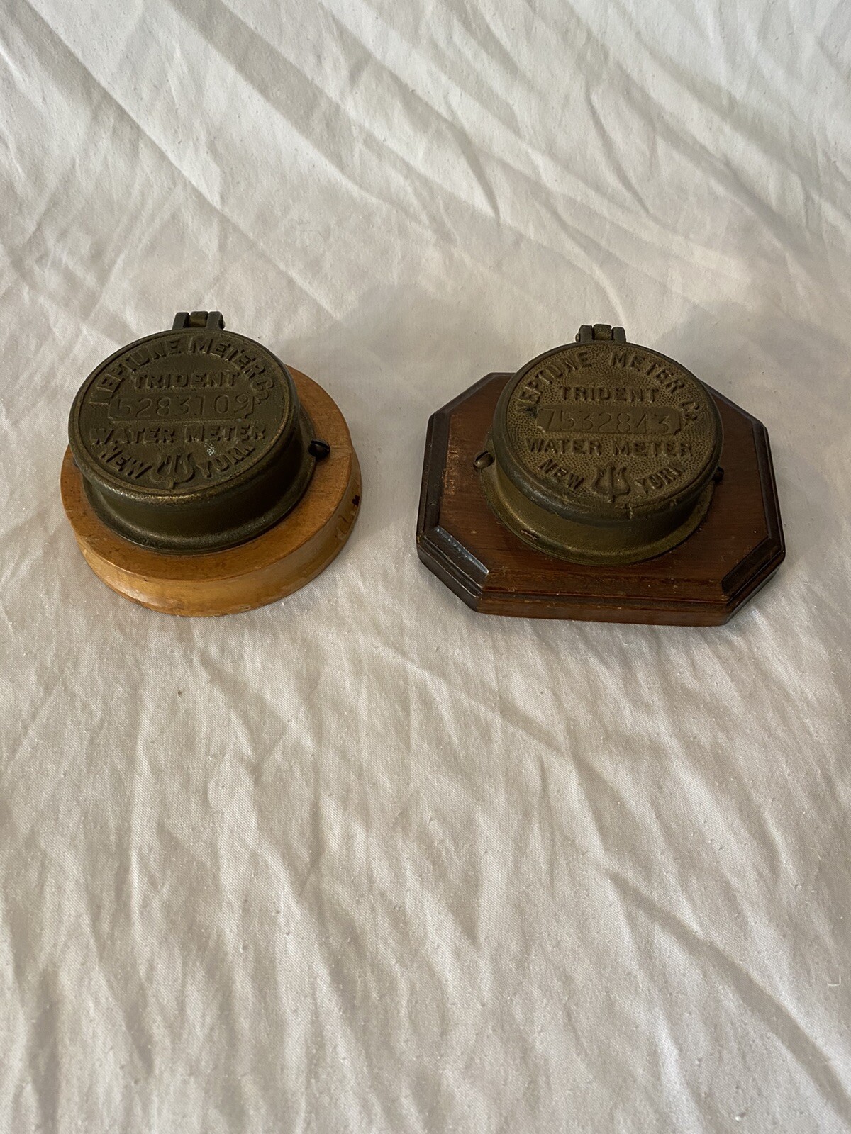 2 Vintage Brass Water Meter Cover