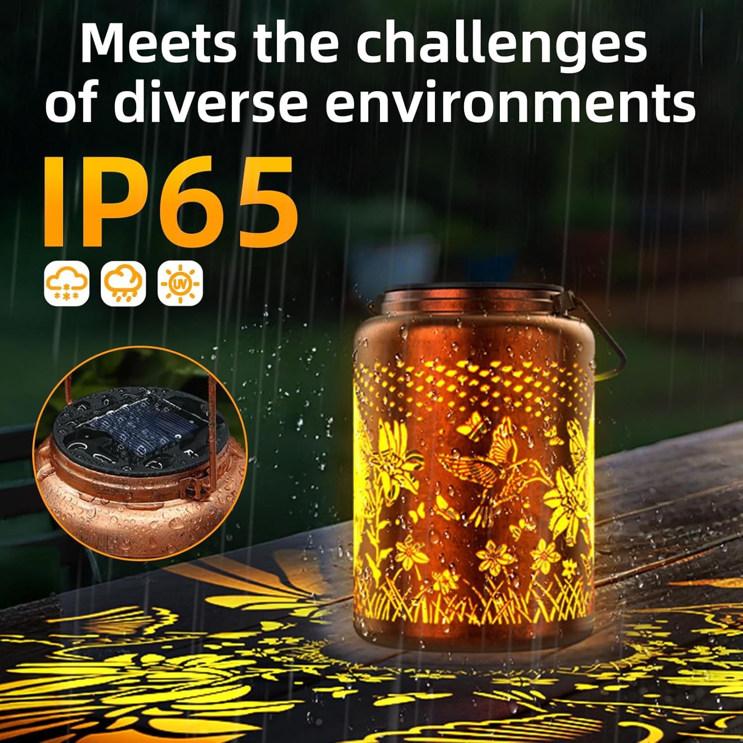 Solar Lantern Hanging Light LED Hummingbird Outdoor Garden Lamp Waterproof Decor