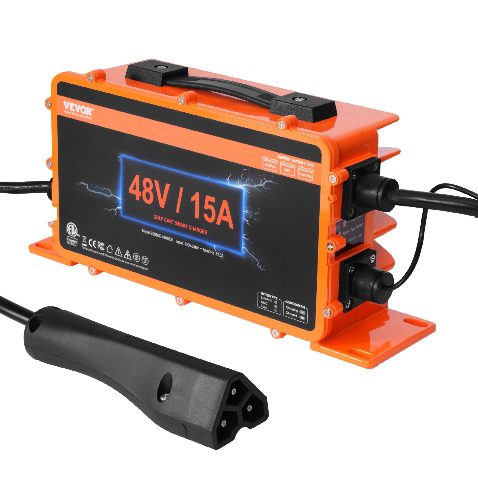 48 Volt 15 AMP Golf Cart Smart Battery Charger for EZGO TXT RXV IP67 ETL