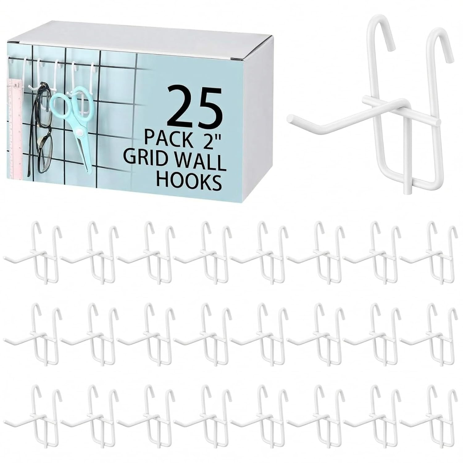 2 Inch Grid Wall Hooks 25 Pcs Gridwall Panel Hooks Store Garage Wall Mount Organ