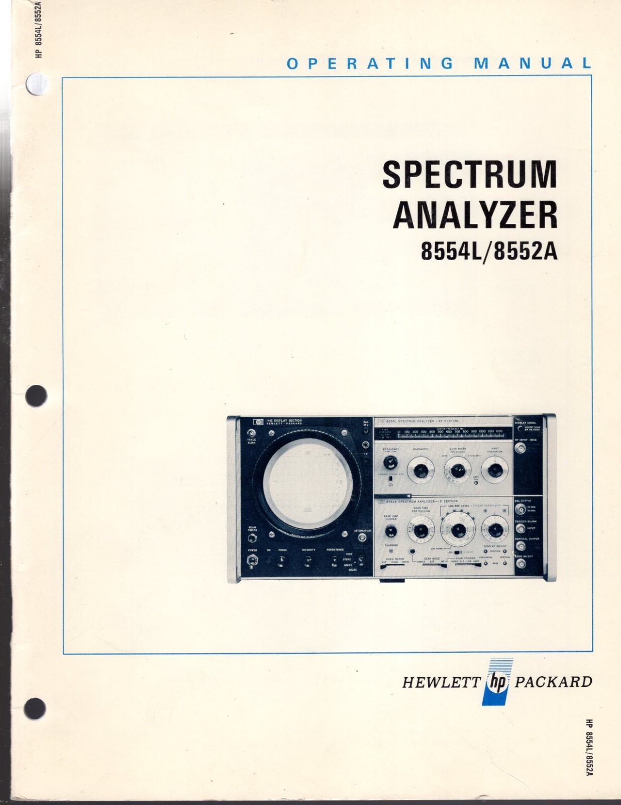 Genuine Original Hewlett Packard 8554L/8552A Spectrum Analyzer Operating Manual