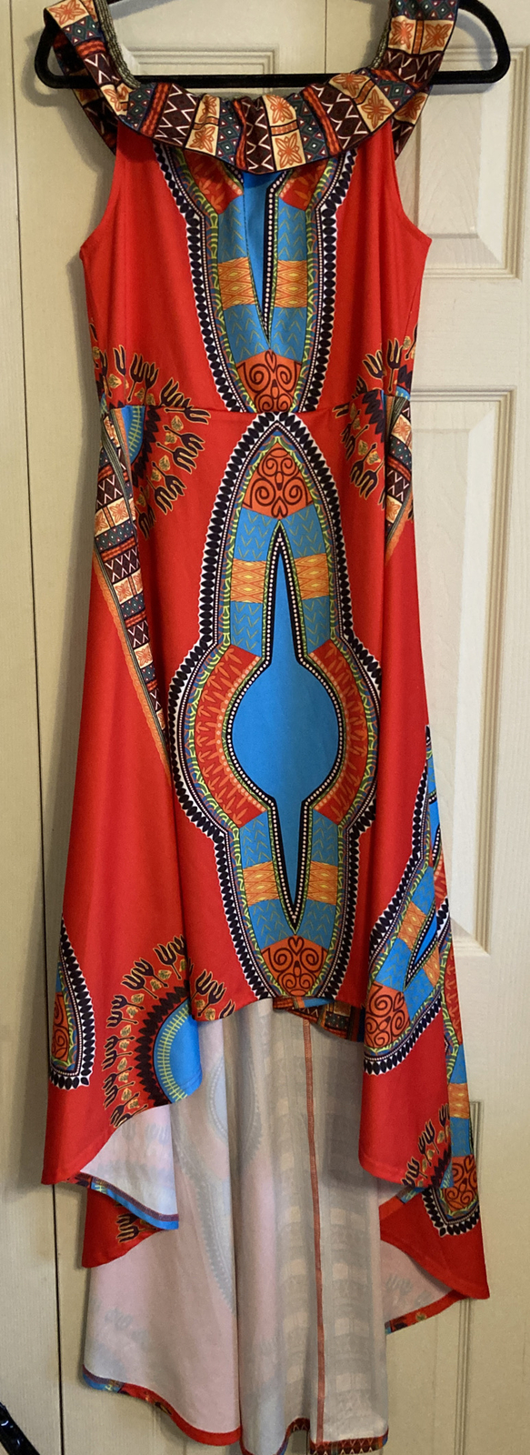 Women’s Hi Low Off Shoulder Dashiki African Print Dress Size 2XL