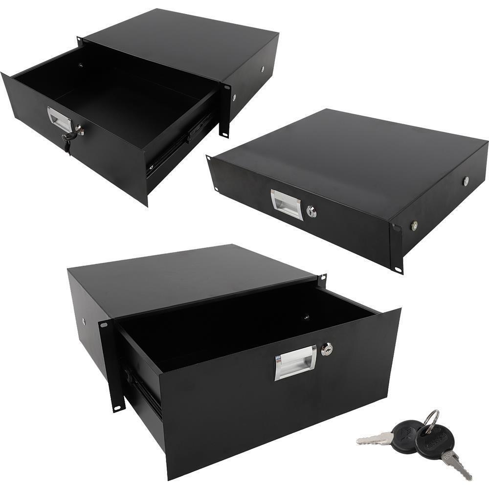 19" Rack Mount 2U 3U 4U Locking Drawer Pro Audio DJ Rack Lock Storage Cabinet