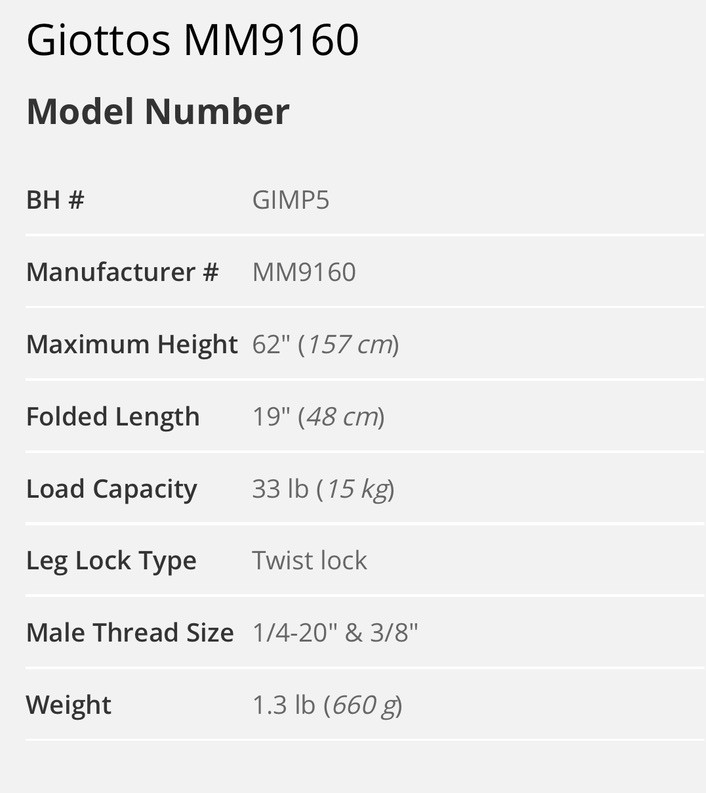 GIOTTOS MM 9160 Monopod