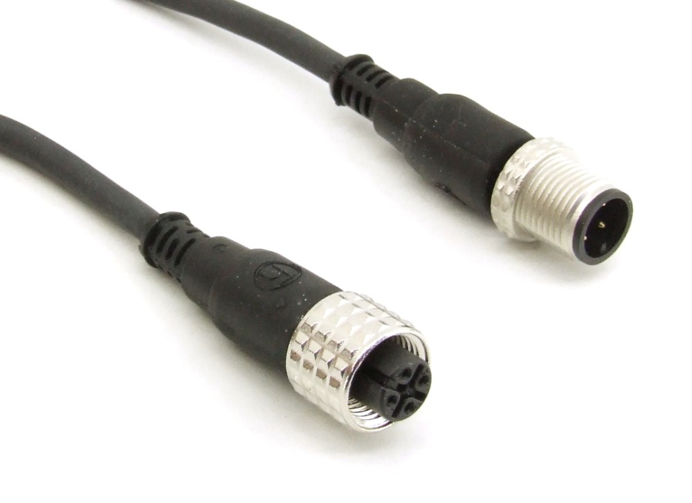 Industrial Machine Cable M12 M/F 4 Pin PUR 4x0.34 Machine Sensor Cable 0.6m