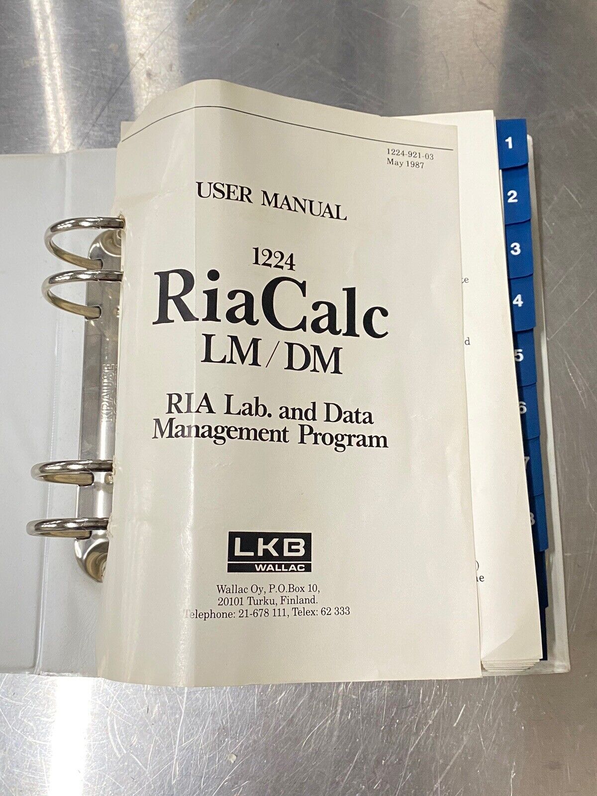 LKB 1224 RiaCalc LM/DM Ria Lab & Data Management Program - Users Guide / Manual