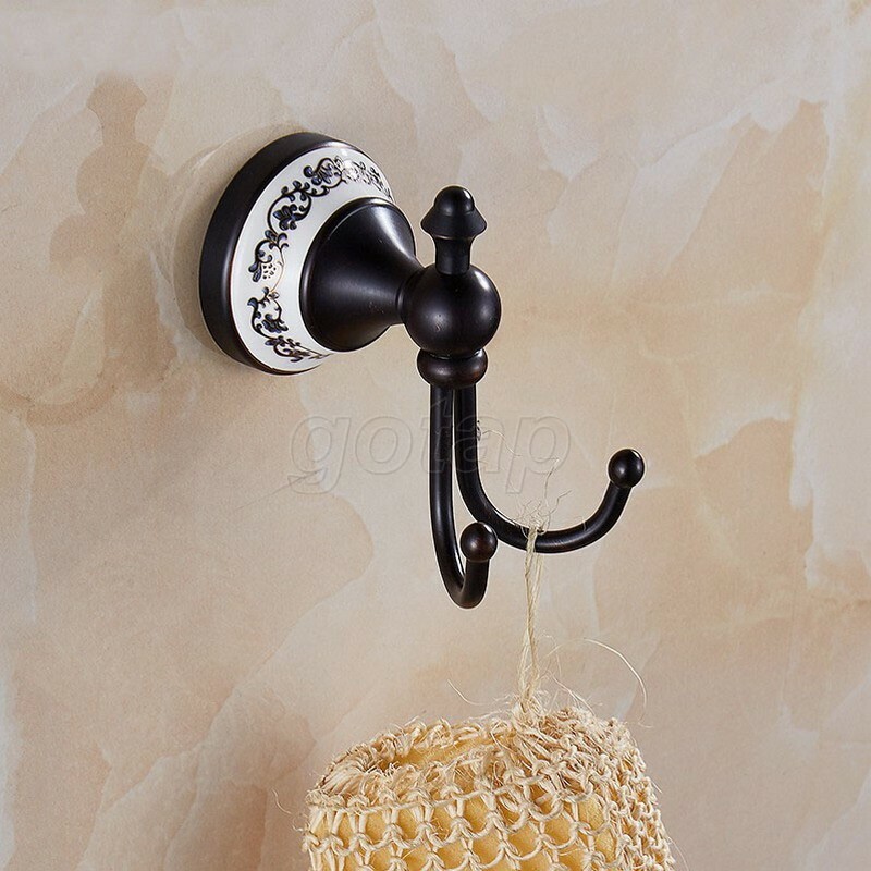 Ceramic Base Bath Hardware Bathroom Accessory Set Towel Rack Oil Rubbed Bronze
