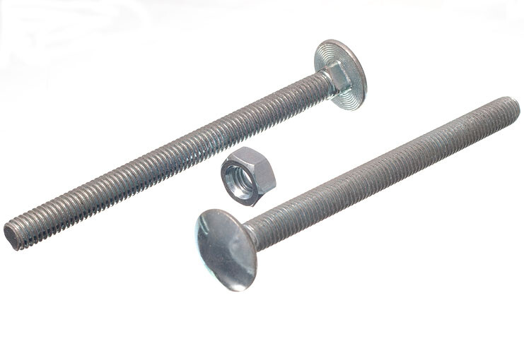 New 50 X Carriage / Coach Bolts &Amp; Nuts, BZP Zinc Plated M8 x 100 - Onestopd