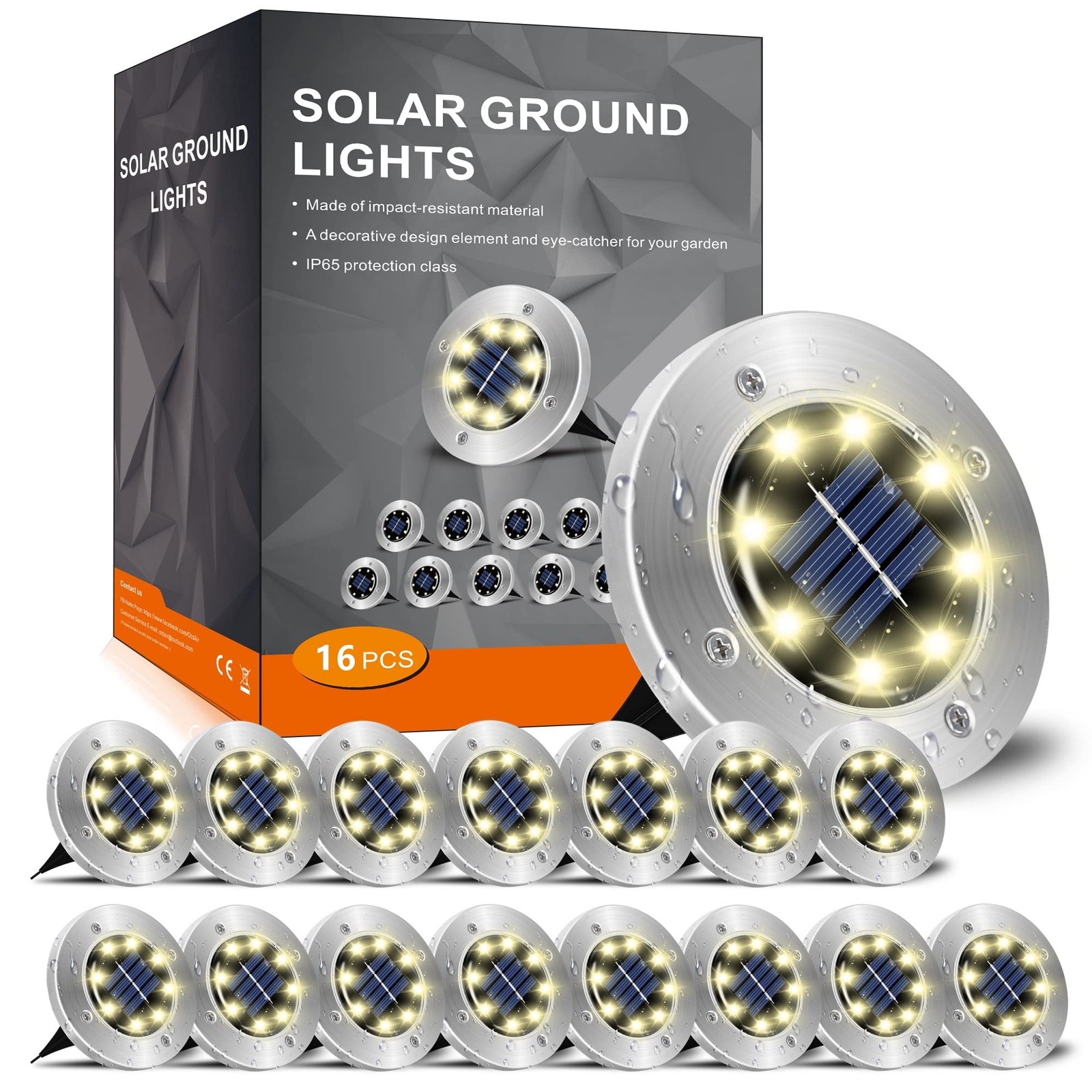 4.6 inch Solar Lights Outdoor Waterproof,16 Pack Solor Ground Light for Outsi...