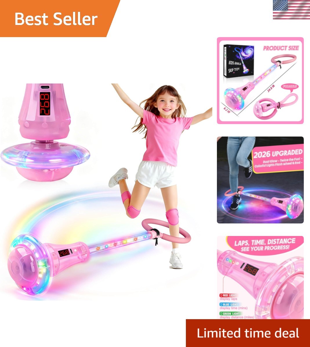 Skip Toy with Counter- Laps, Time, Distance, Toys for 5-12  Old Kids, Girls B...