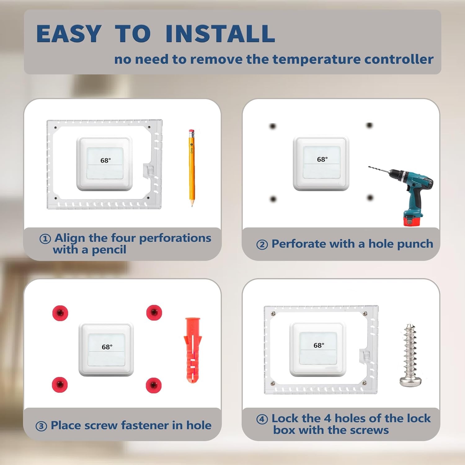 Large Thermostat Lock Box Cover with Key, Clear Lock...