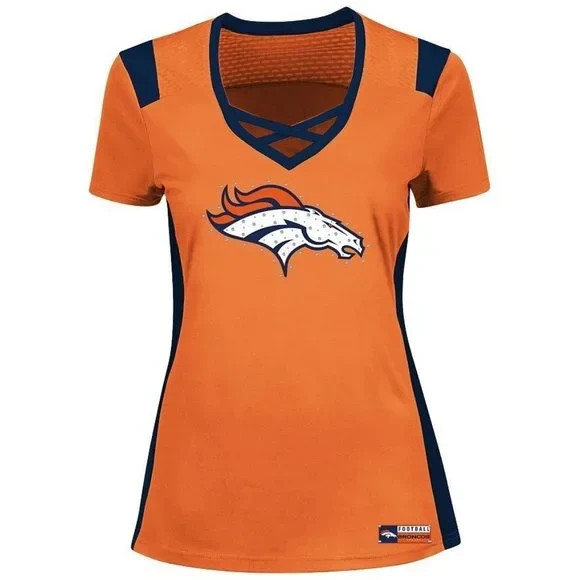 DENVER BRONCOS Draft Me NFL Football Shirt Small or Medium Jersey BLING NWT