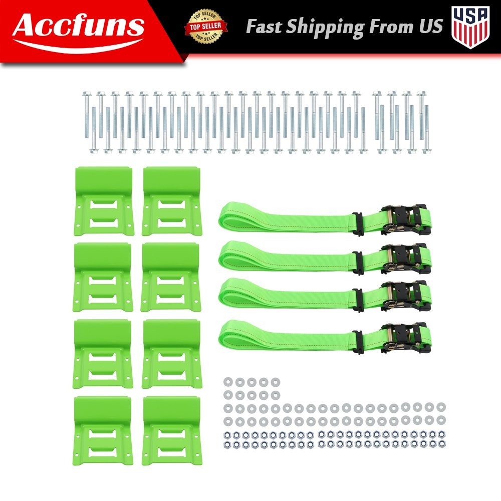 E Track System Heavy Duty Wheel Chock Tie Down Straps Set Durable Universal