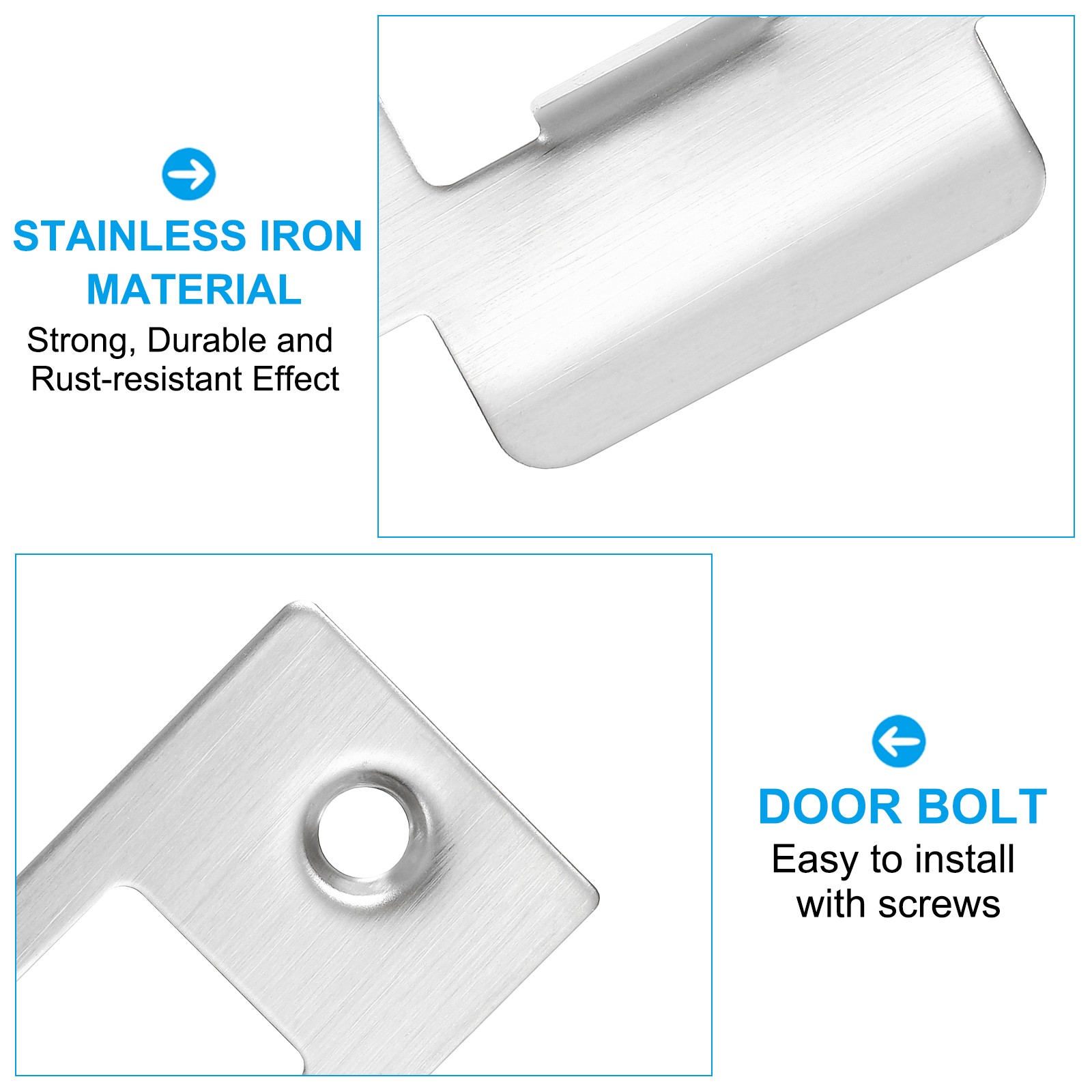 2 Pack 2-3/4" Stainless T Strike Door Lock Strike Plate Silver