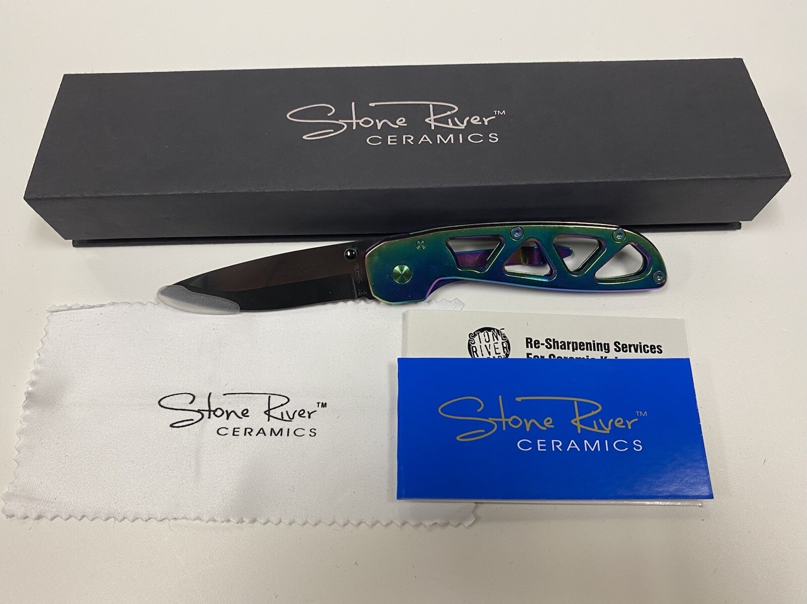 New Stone River Gear SRG5RTB Ceramic Folding Knife w Titanium Coated Handle