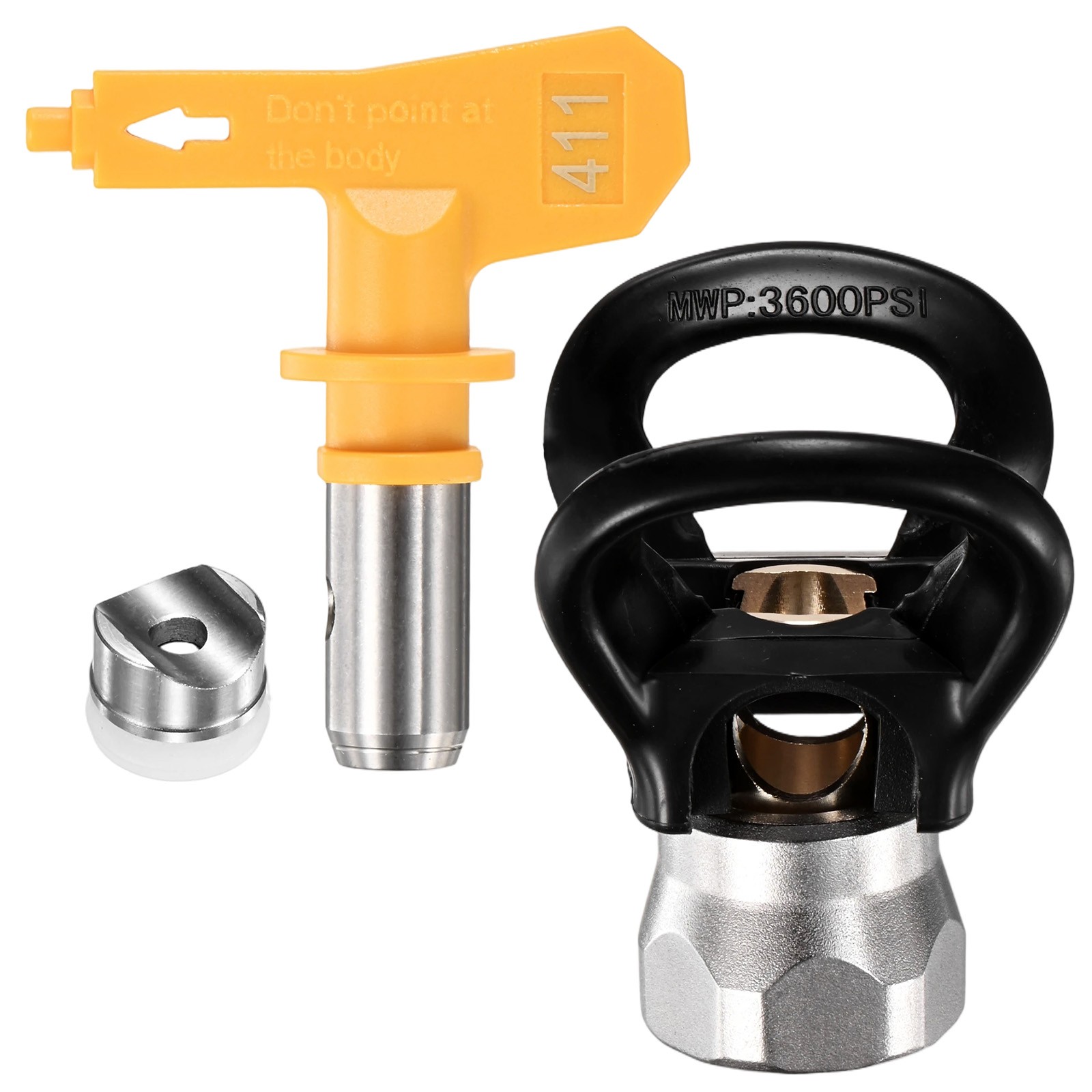 1-Set Nozzles Tips and Flat Tip Guard Base with 1 Pad [Yellow, 411]