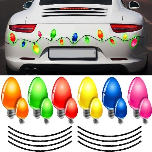 20-Piece Luminous Christmas Car Magnets, Holiday Light Bulb Ma Style: Luminous