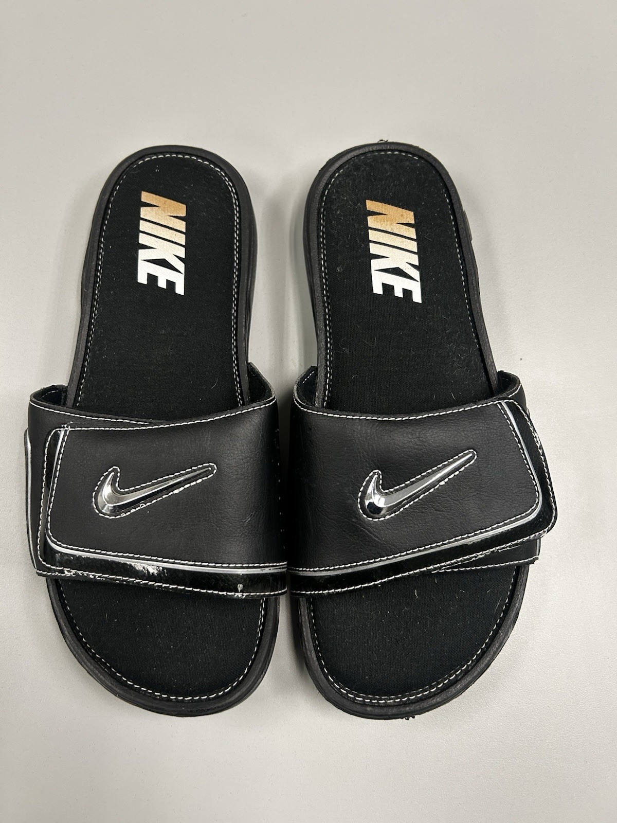 Nike COMFORT Slide 2 Sandal Men's Size 11 Black/Metallic Silver 415205 002