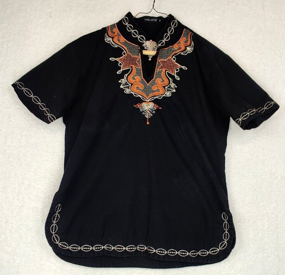 African Dishiki Shirt Tribal Ethnic Embroidered Hippie Boho 5352