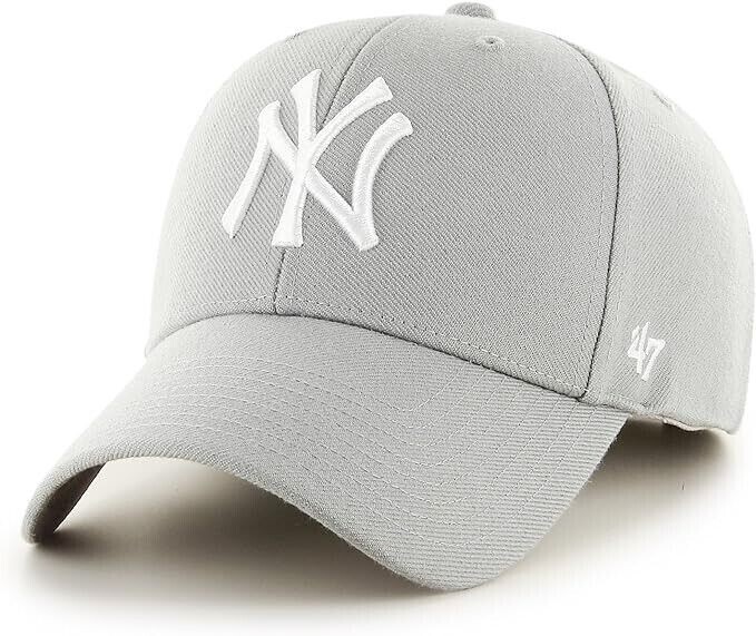 '47 New York Yankees MVP Light Gray White Logo Adjustable Hat Cap