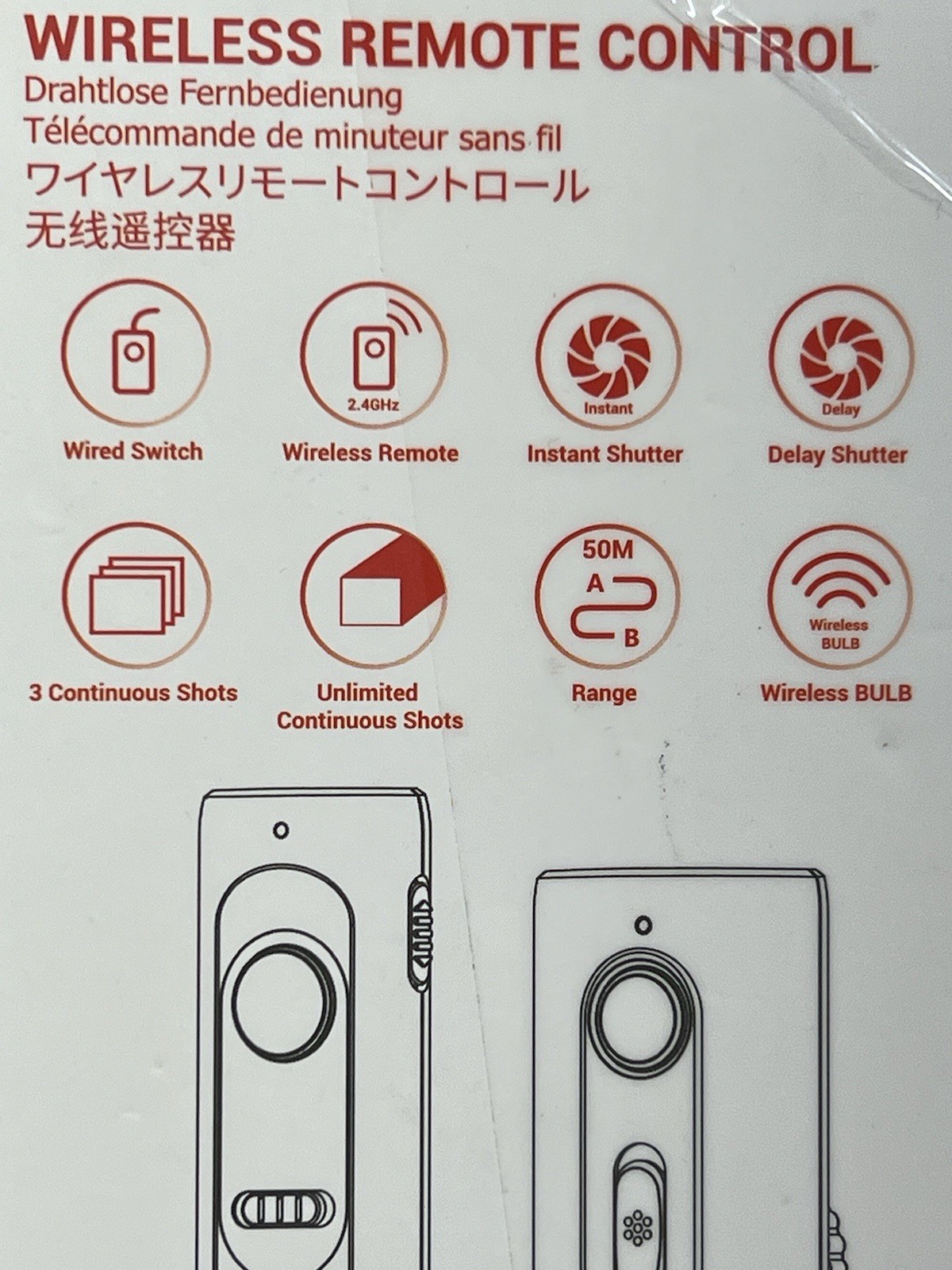 NIB open box Profezzion wireless remote control camera shutter release, 4 AAAs