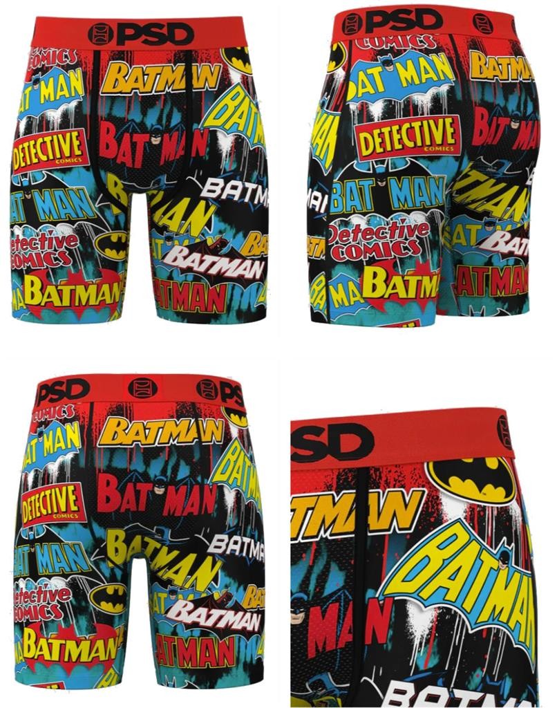 PSD Colorful Detective Comics BATMAN Eras Long 7" Inseam Boxer Briefs Mn's NWT