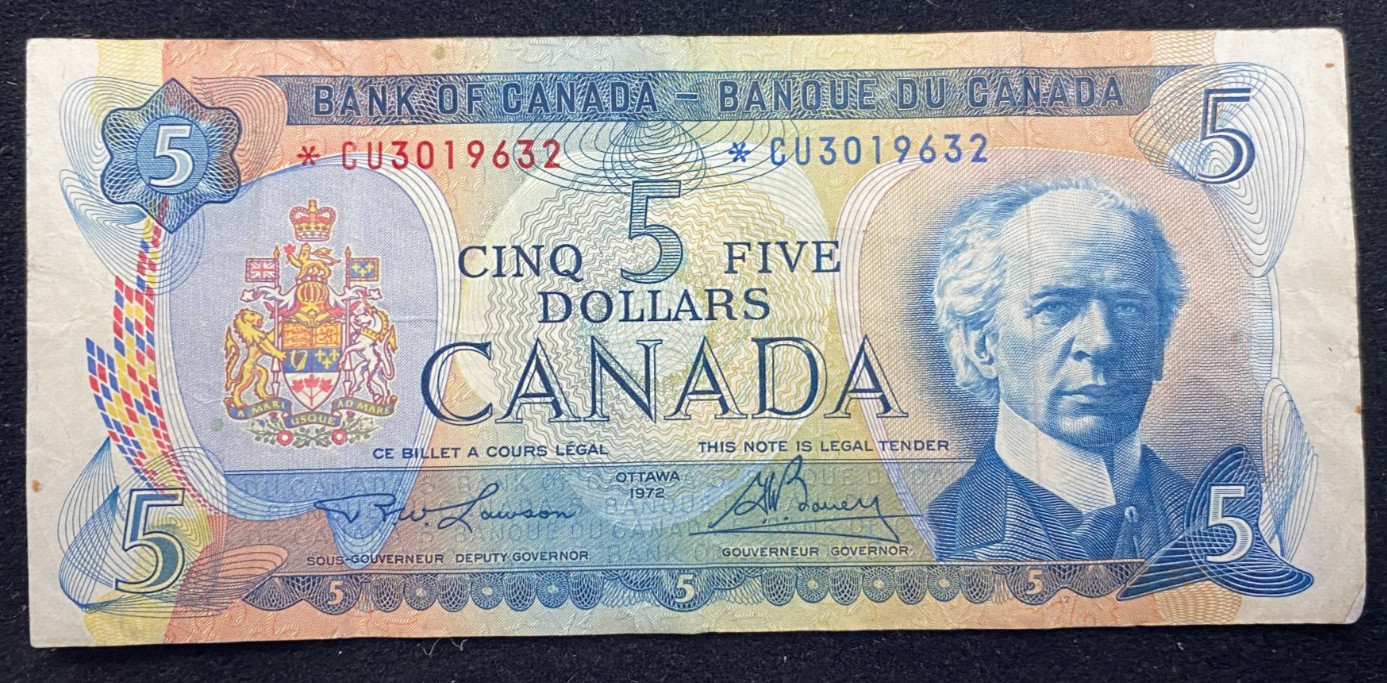 1972 $5 Canada Currency Paper Money Five Dollars Star Note *CU3019632