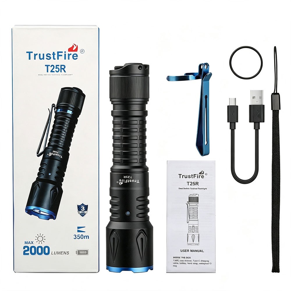 Trustfire 2000 LM Dual-Tail-Switch led Tactical Flashlight One-Touch Strobe US