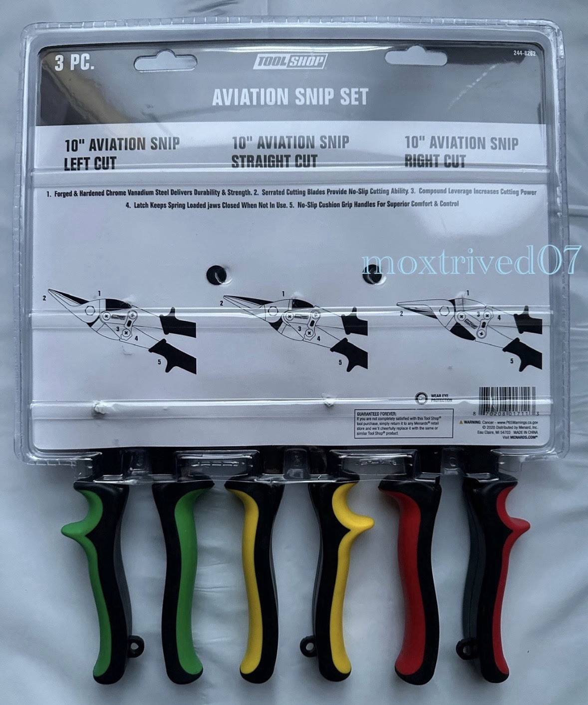 3 PCS 10” Aviation Tin Snip Set Straight Left Right Cut Sheet Metal Cutter Shear