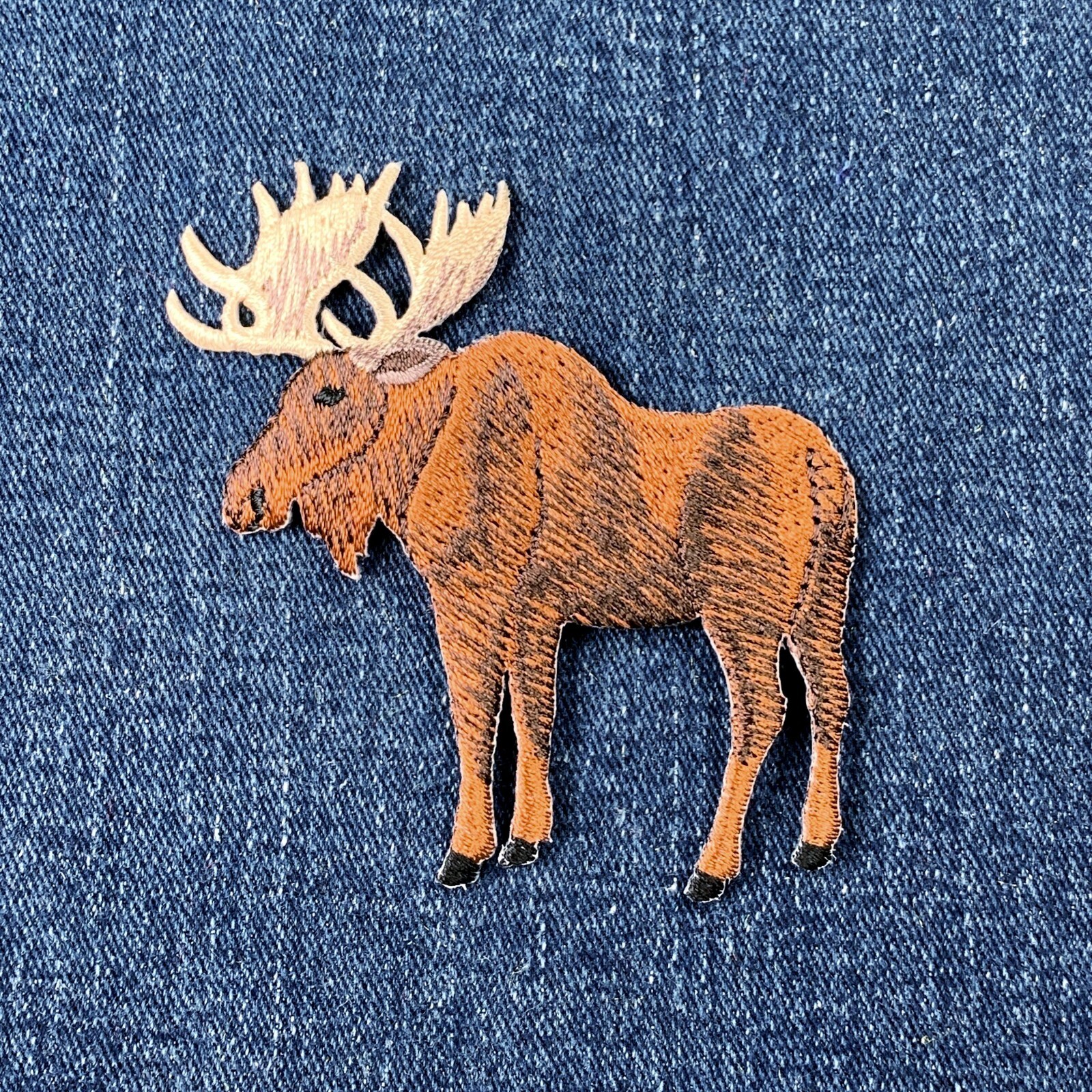 Moose Applique Patch - Embroidered Animal Badge 3" (Iron On)