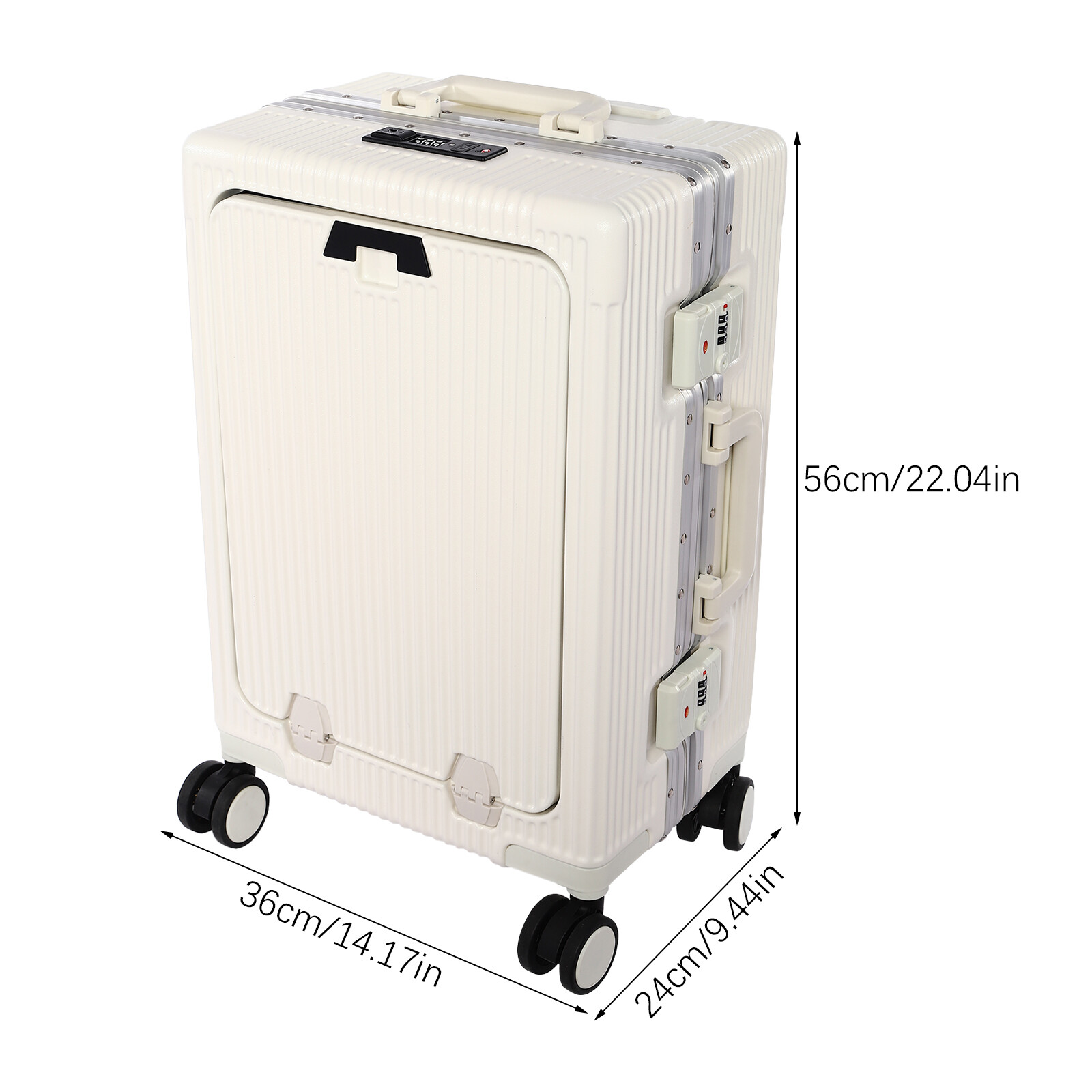 20" Boarding Suitcase Suitcase w/Front Pocket, 14"-15" Laptop Case Trolley