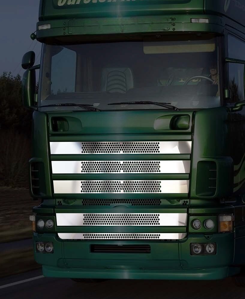Set of Mirror Polished Stainless Steel Front Grill Covers for SCANIA L trucks