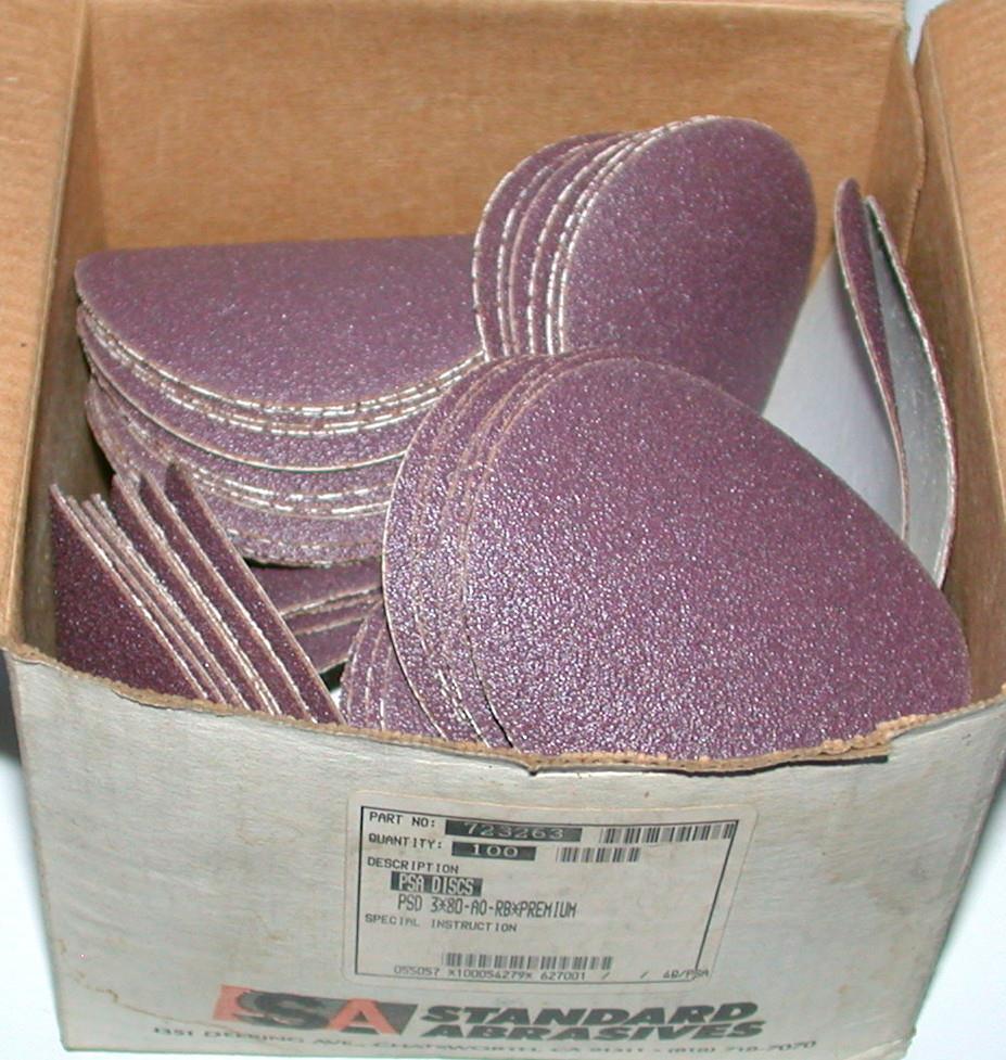 BOX OF 50 NEW STANDARD ABRASIVES 3" PSA SANDING DISCS 40 PSA