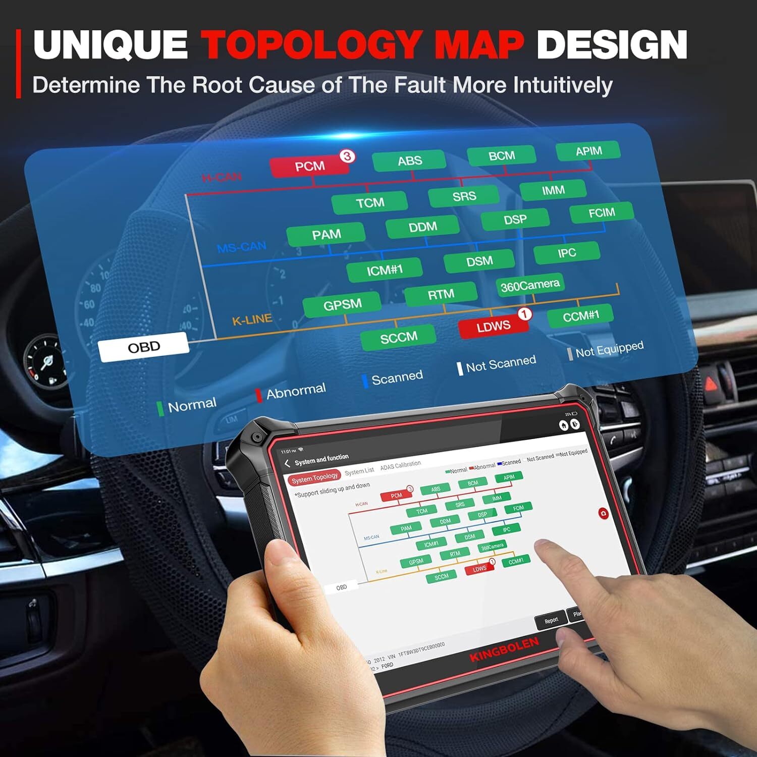 KINGBOLEN K10 10" OBD2 Scanner All System Bidirection Diagnostic Tool ECU Coding