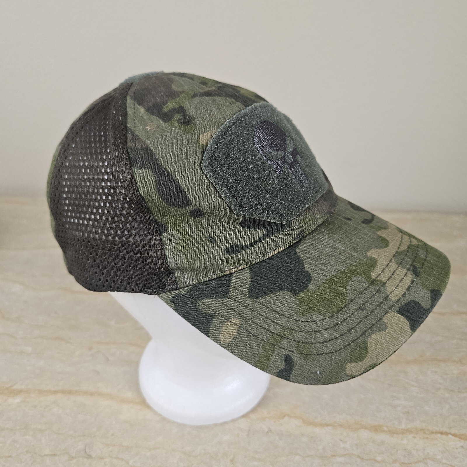 Camo Punisher Caps, Black And Green Camo Hats Strapback