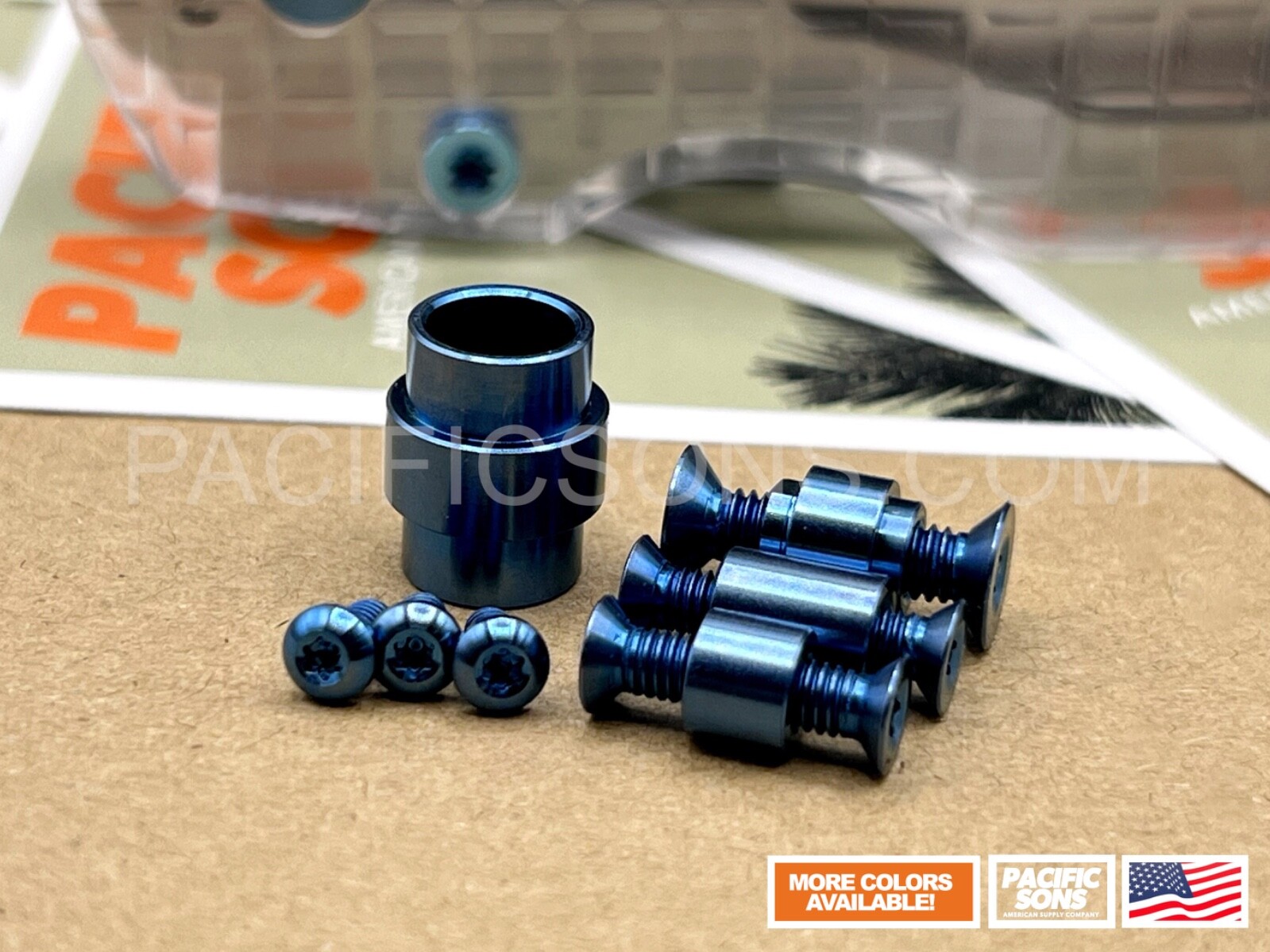 Titanium Screws, Pivot, & Lanyard Tube for Spyderco Paramilitary PM2 - Blue