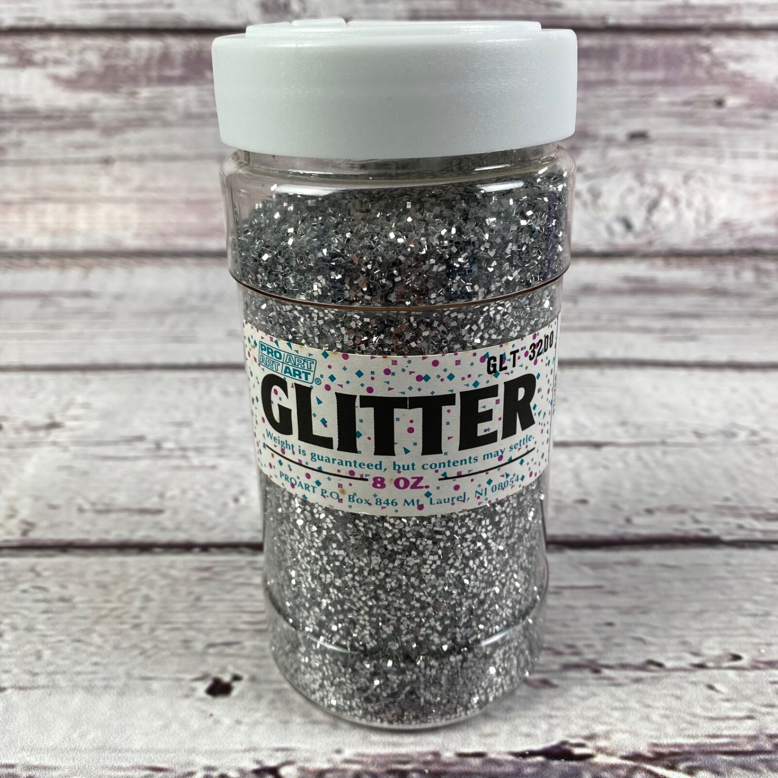 Pro Art Glitter Silver 8 oz Container with Shaker Lid