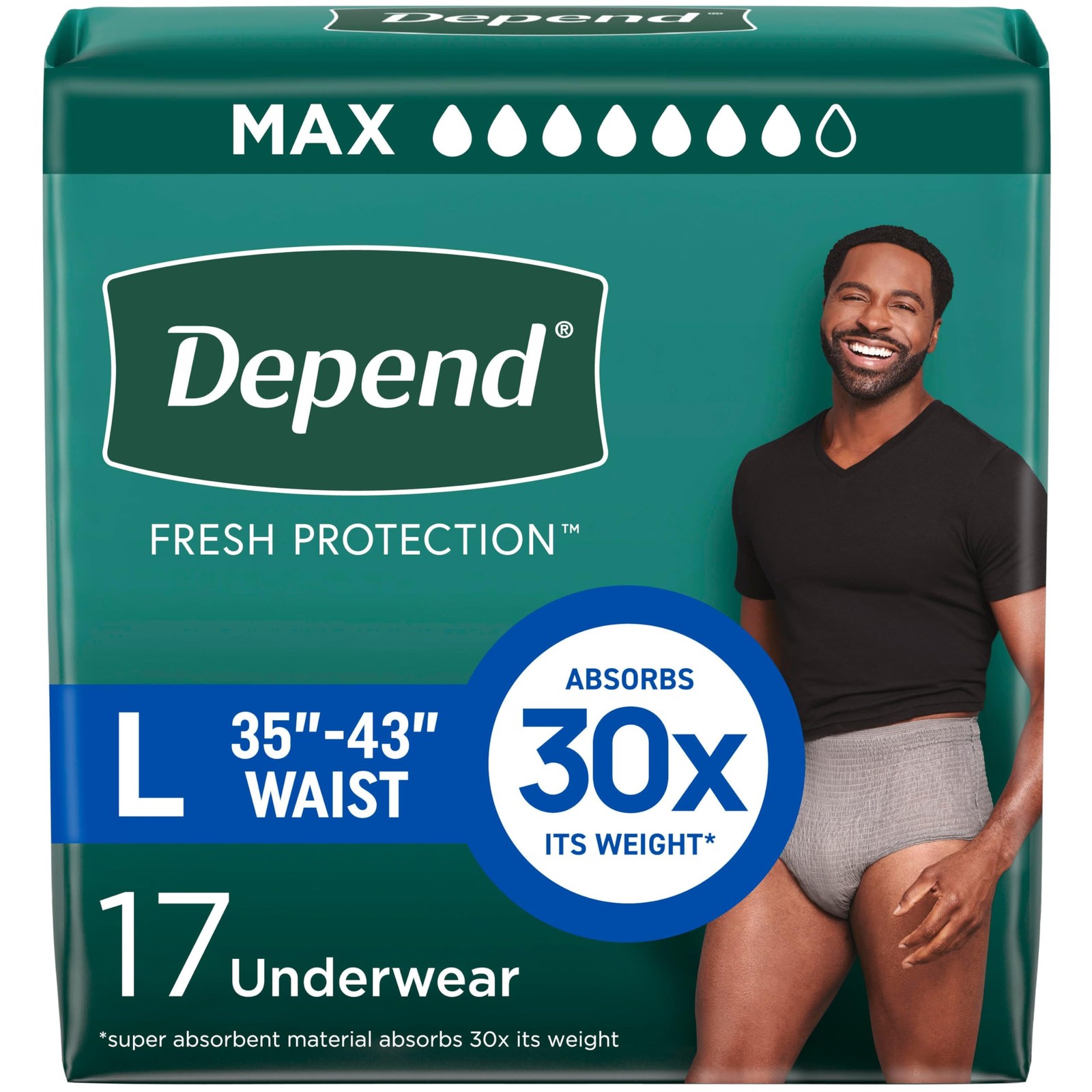 Adult Diapers Incontinence Underwear Large 28 Count Grey Depend Fresh Protection