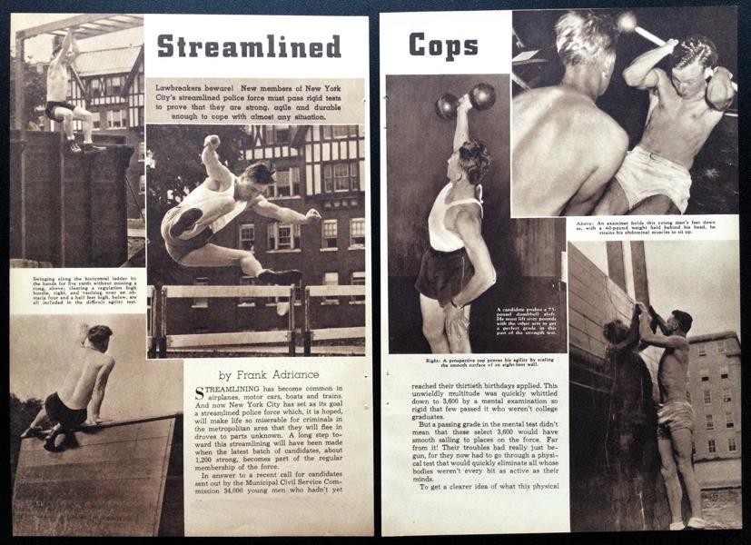 NYPD “Streamlined Cops” 1939 article Physical Ability Test New York City Police